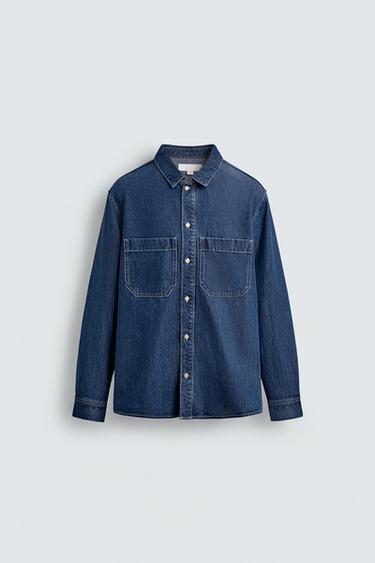 CHEMISE EN DENIM REGULAR FIT - Bleu moyen de Zara - Image 6