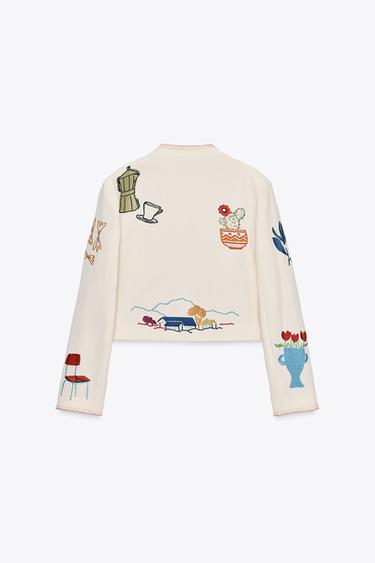 EMBROIDERED JACKET - Ecru by Zara - Image 3