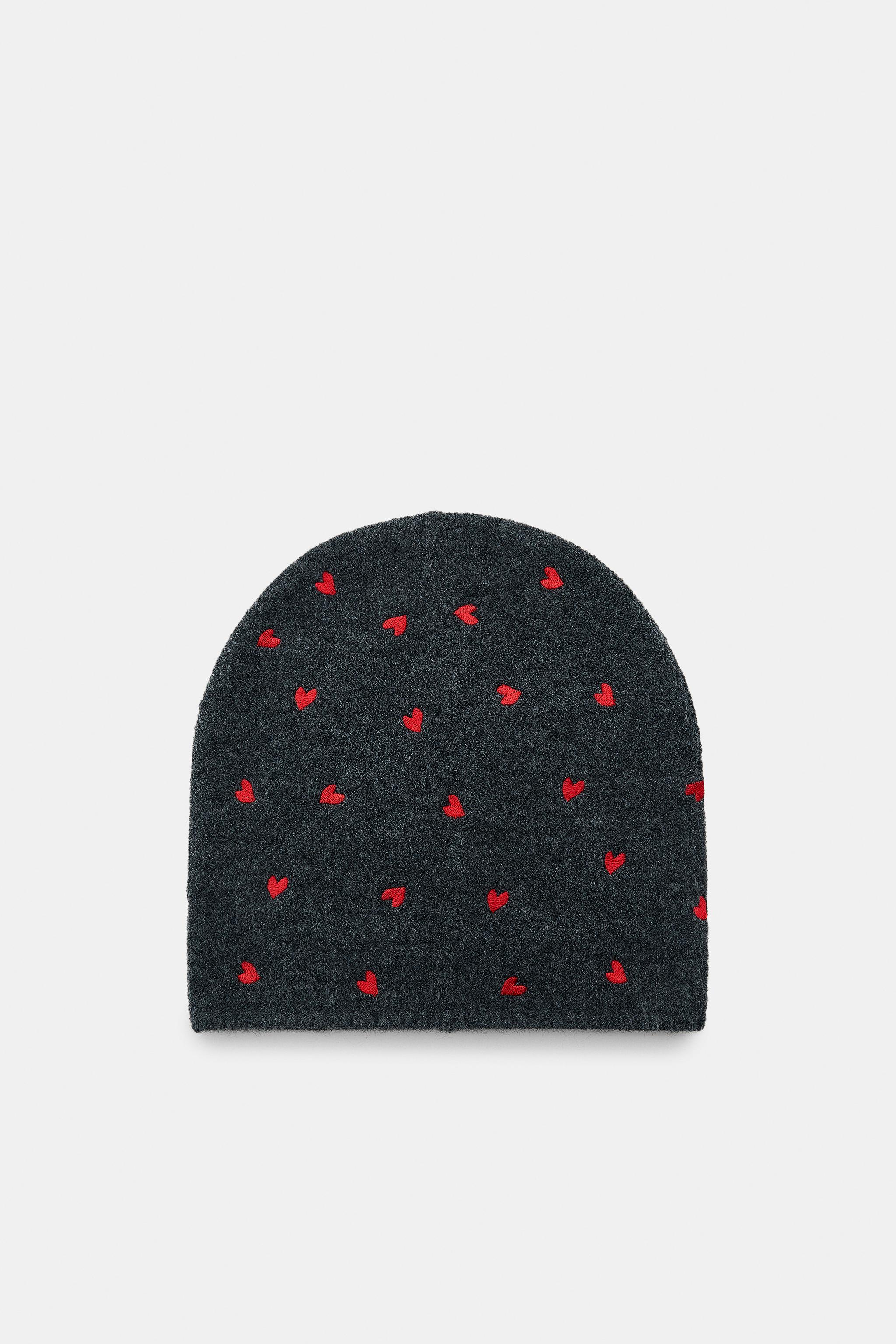 NOAH ハート柄 ウールハートビーニー ハート刺繍ニットビーニー帽 - グレー | ZARA Japan / 日本
