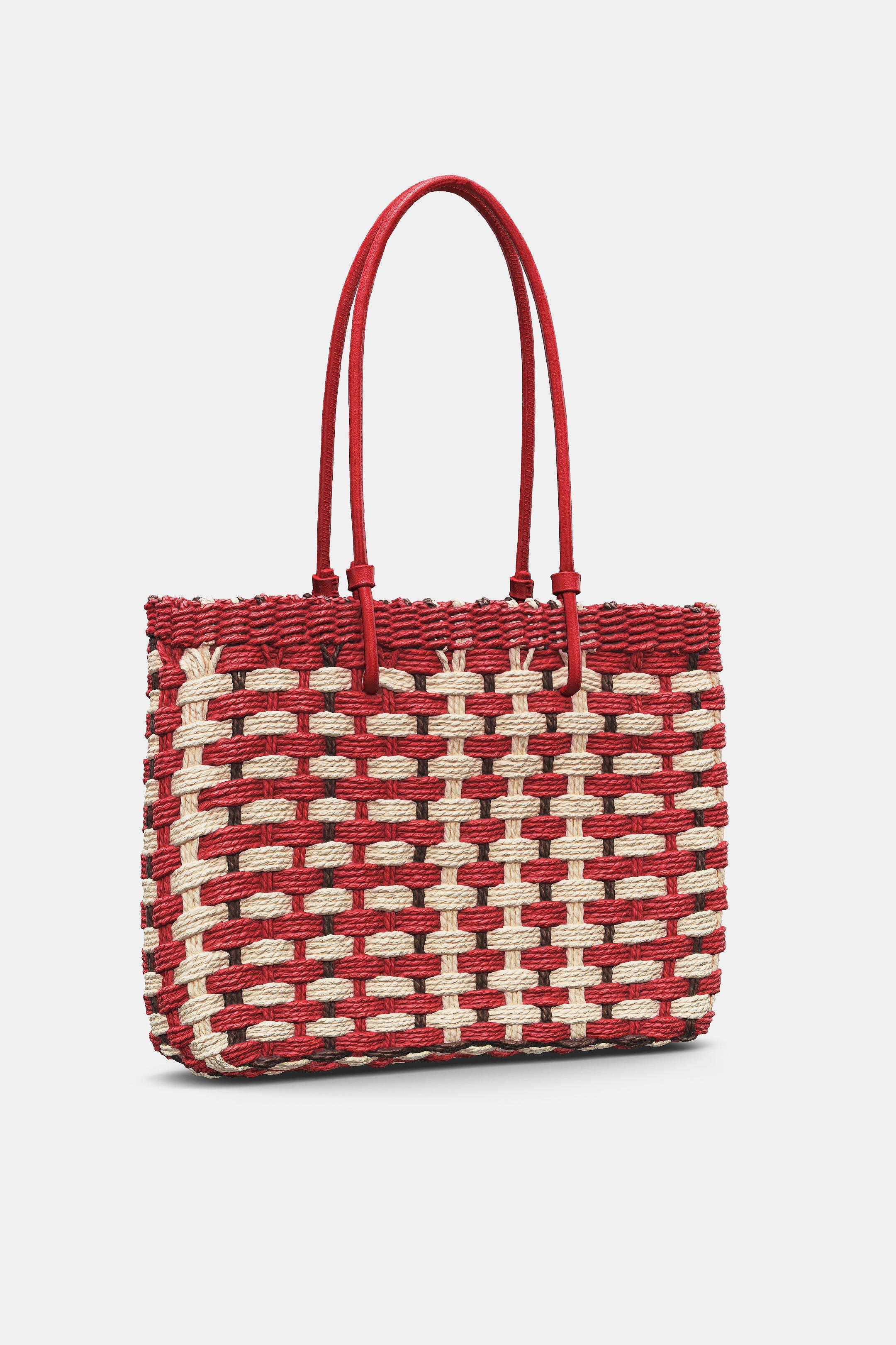 編み込み風ミニトートバッグ - レッド | ZARA Japan / 日本