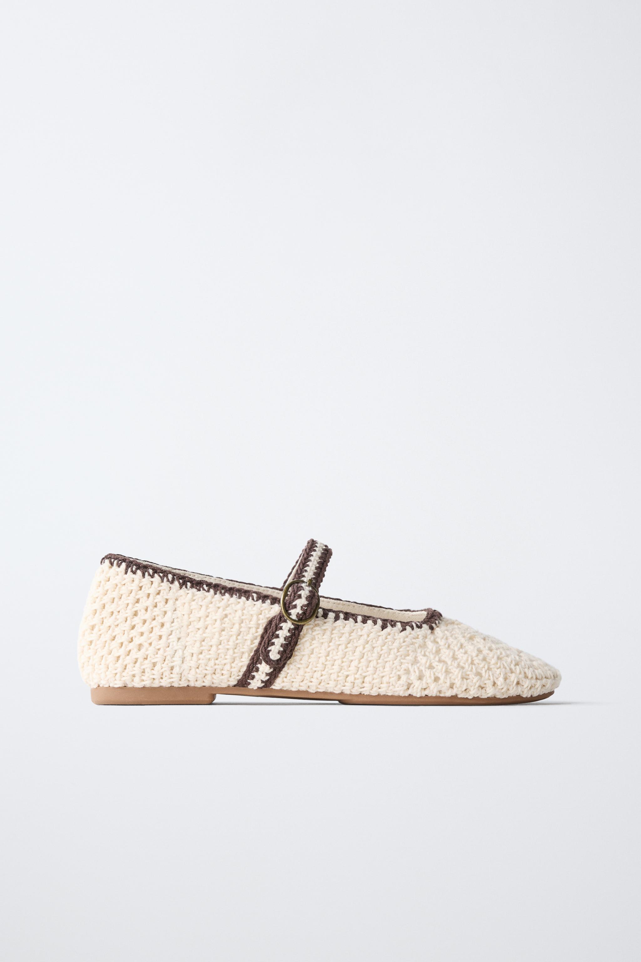CROCHET BALLET FLATS — Off White