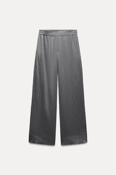 Zara STRIPED PANTS - Gray