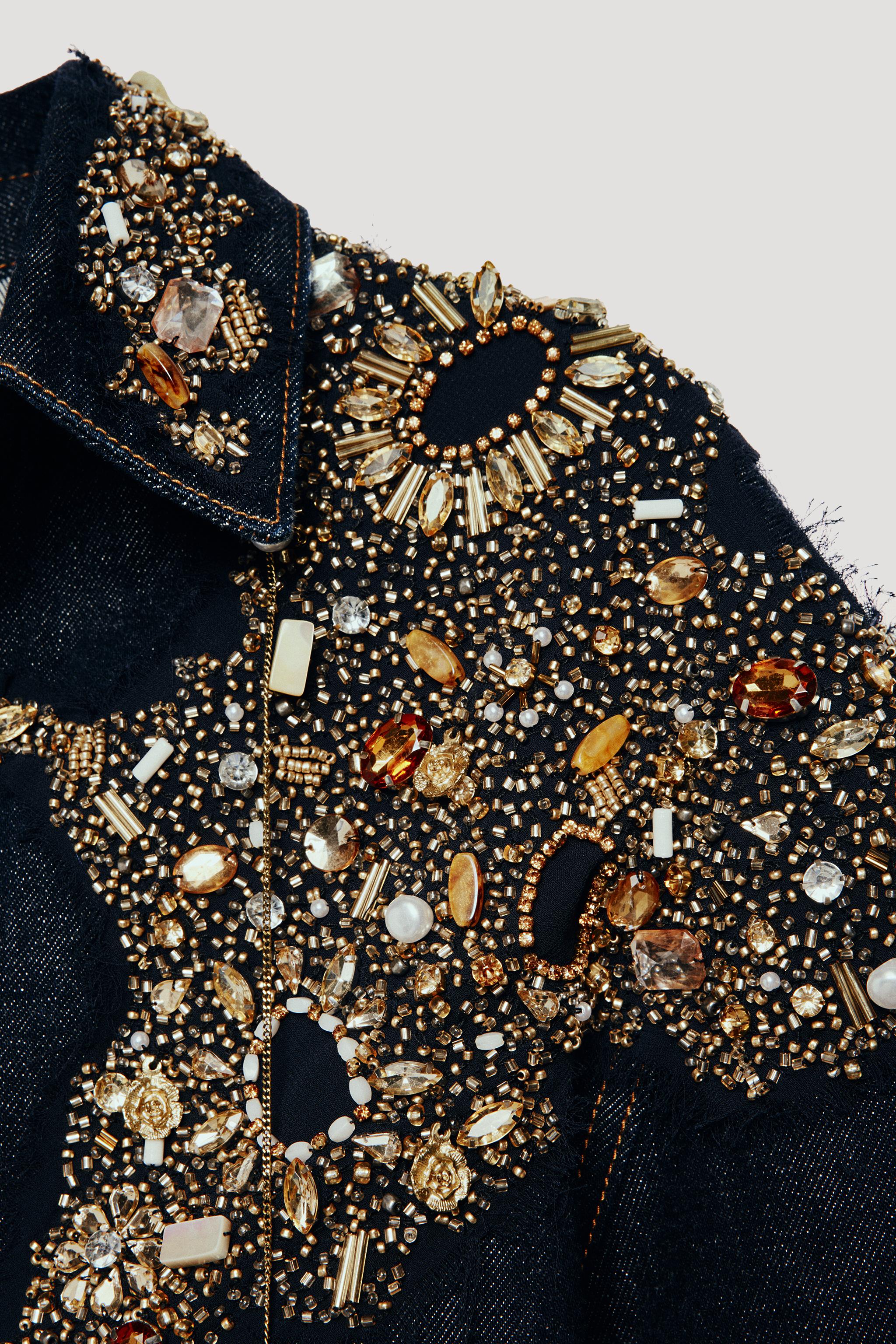 LIMITED EDITION JEWELED DENIM DRESS - Blue | ZARA United States