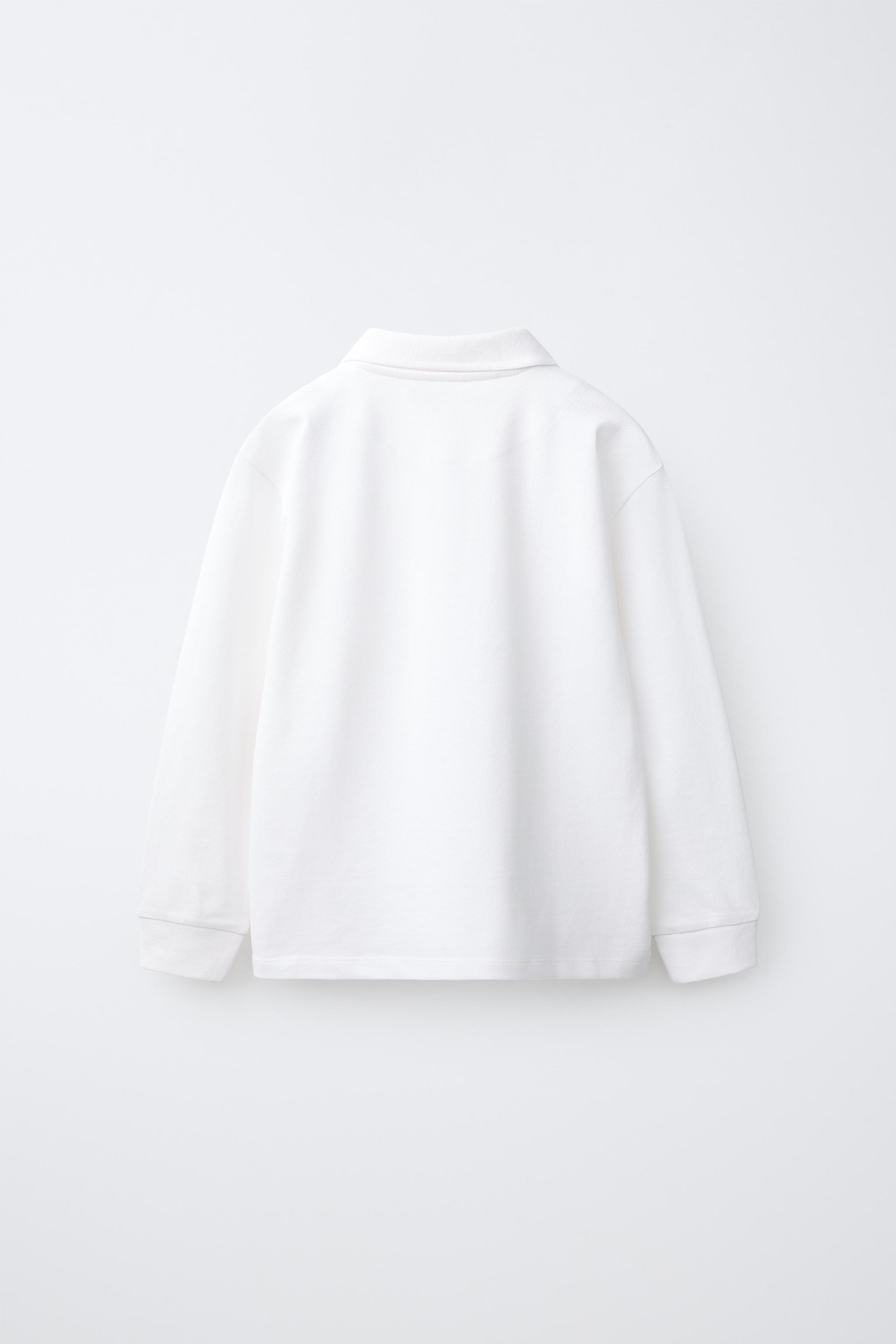 SOLID POLO SHIRT — White (alternate view)