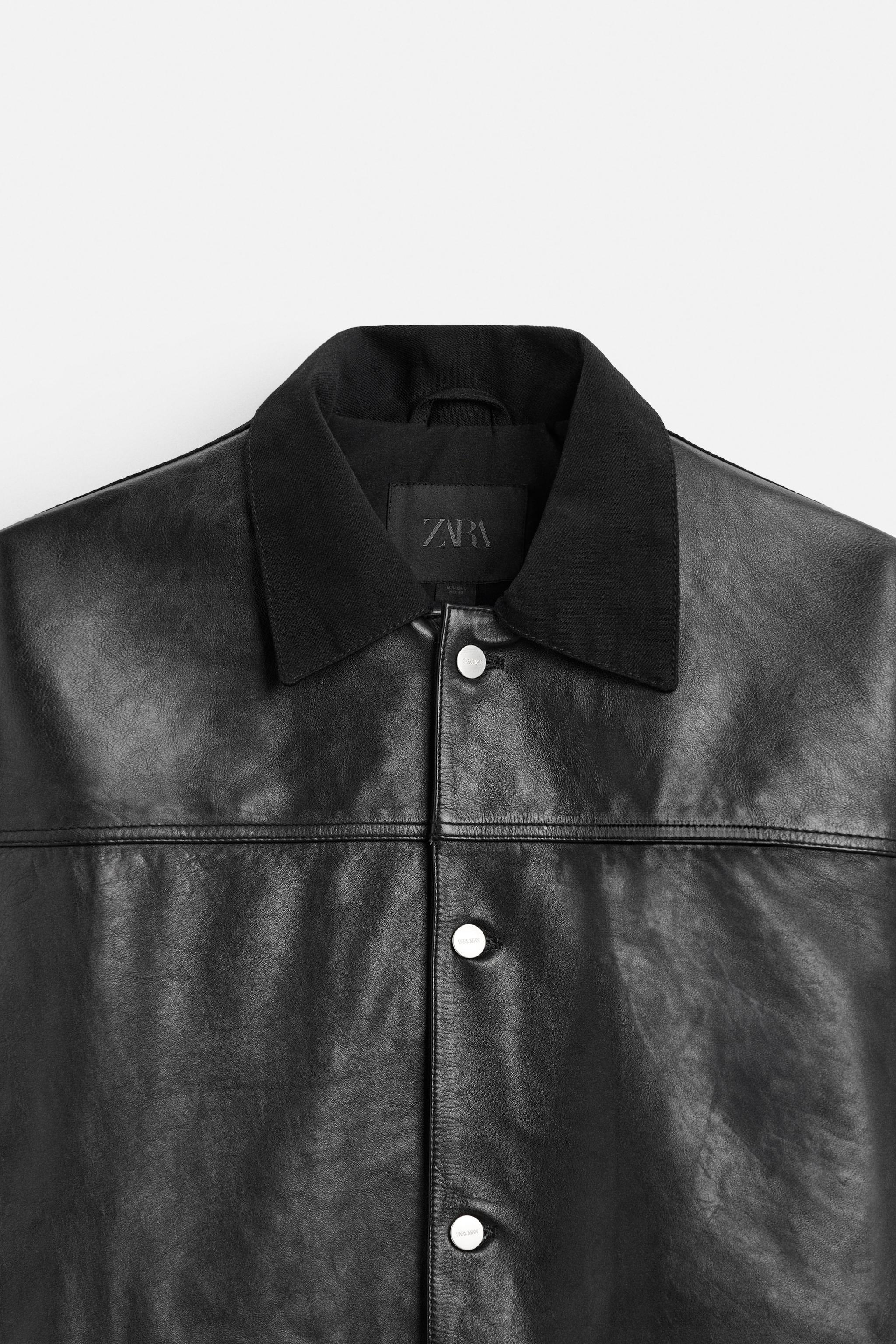 コンビレザーデニムジャケット - ブラック | ZARA Japan / 日本
