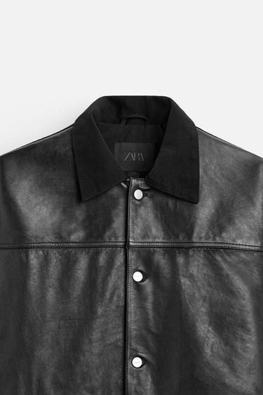 VESTE EN MATIÈRES VARIÉES AVEC CUIR - Noir de Zara - Image 8