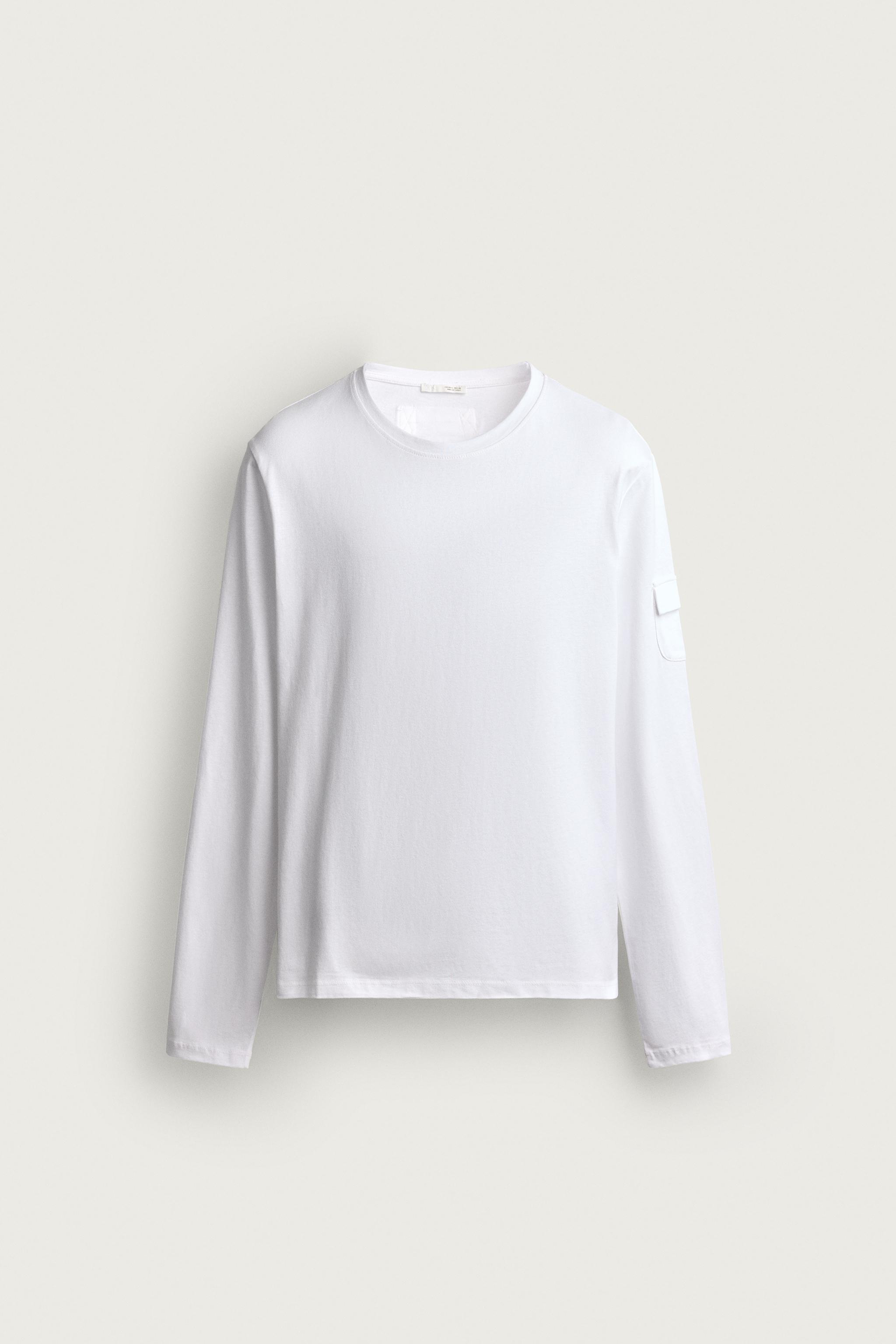 Мужские футболки Zara LONG SLEEVE POCKET T-SHIRT — фото 7
