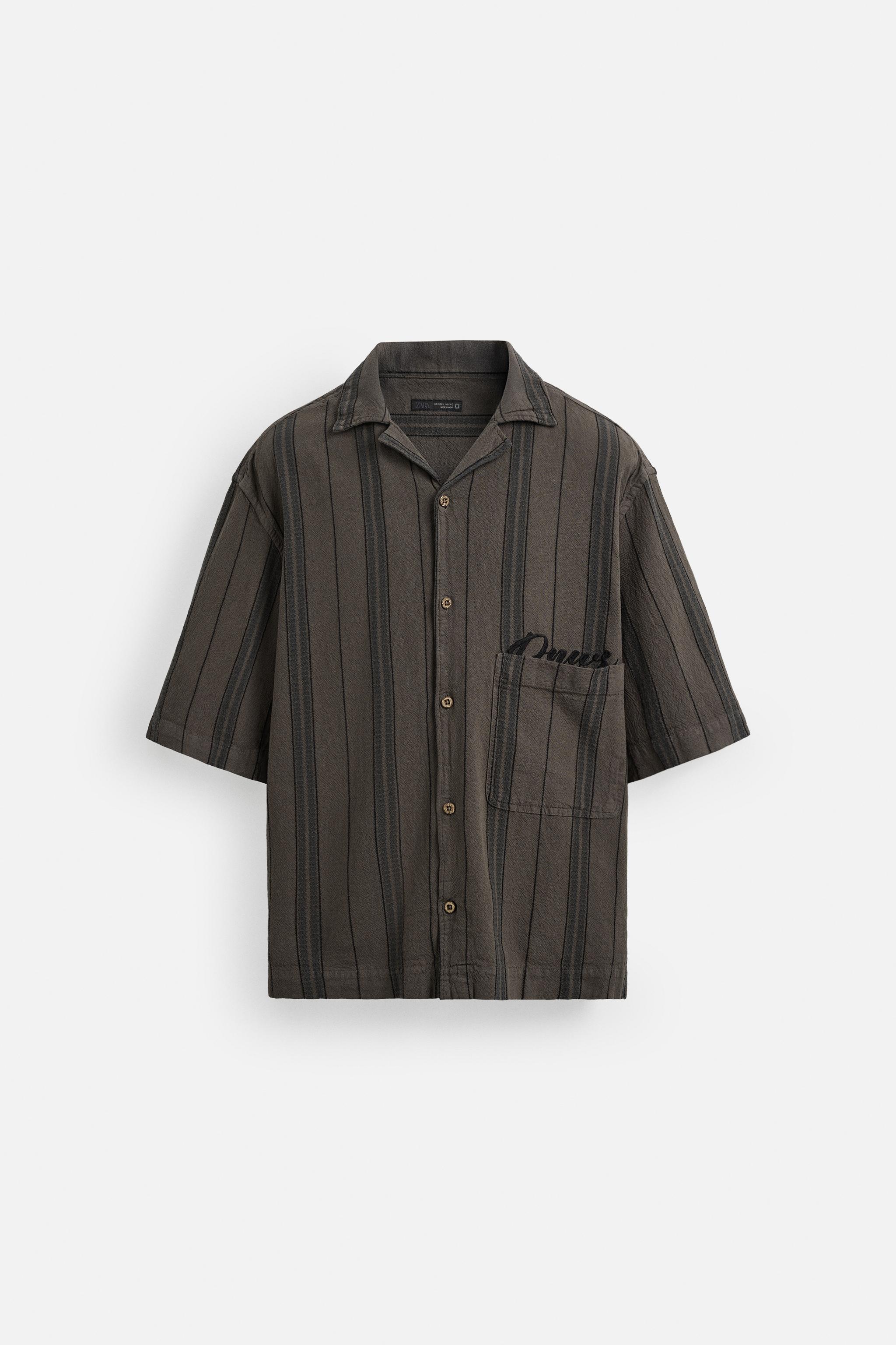 STRUCTURED EMBROIDERED SHIRT - Light khaki | ZARA United States