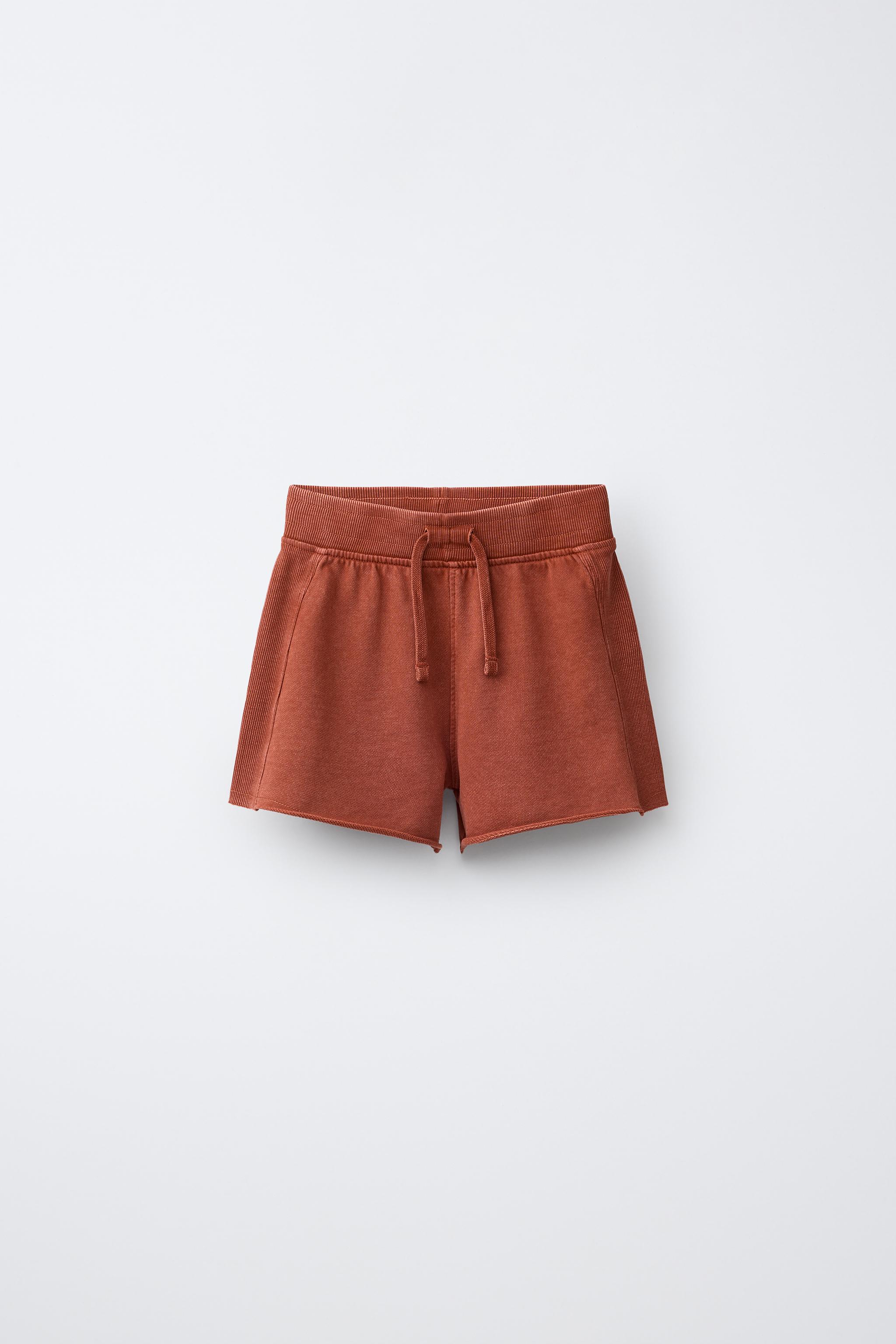 FADED-EFFECT JOGGING BERMUDA SHORTS — Brown / Taupe