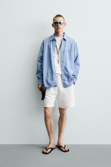 BERMUDA JOGGER BÁSICA LAVADA - Blanco de Zara - Imagen 0