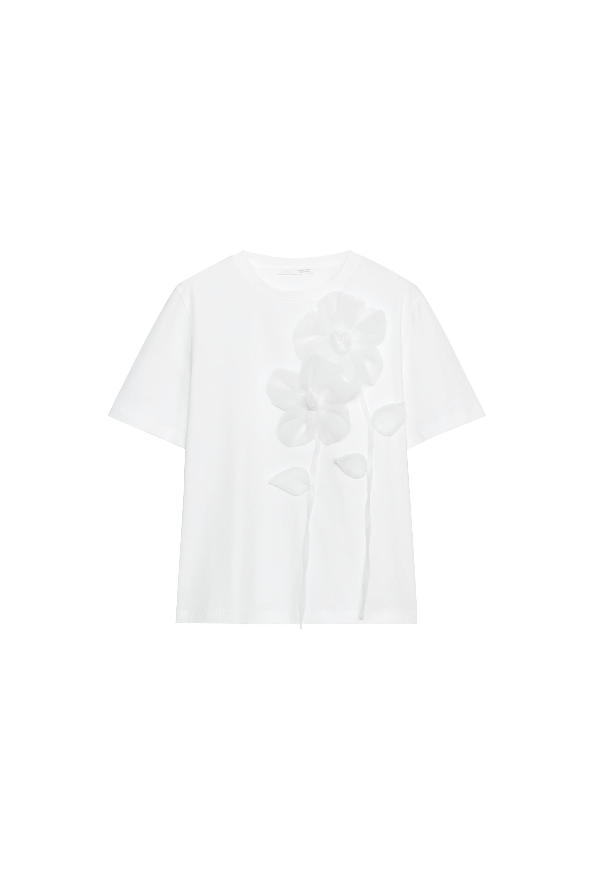 VOLUMINOUS FLORAL T-SHIRT - White | ZARA United States