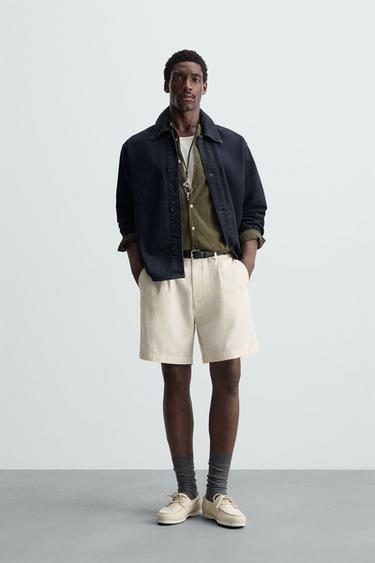 PLEATED REGULAR FIT BERMUDA SHORTS - Oyster-white by Zara - Image 0