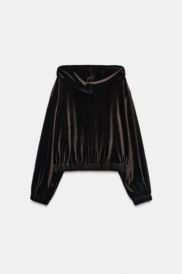 VESTE EN VELOURS À CAPUCHE - Marron foncé de Zara - Image 1