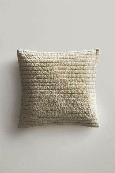 QUILTED CUSHION COVER - Light green by Zara