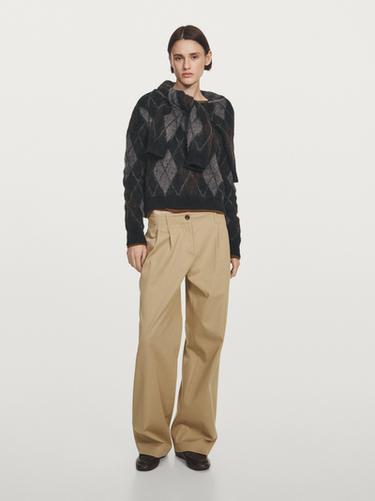 Pull maille à losanges laine d’alpaga - Noir de Zara - Image 0