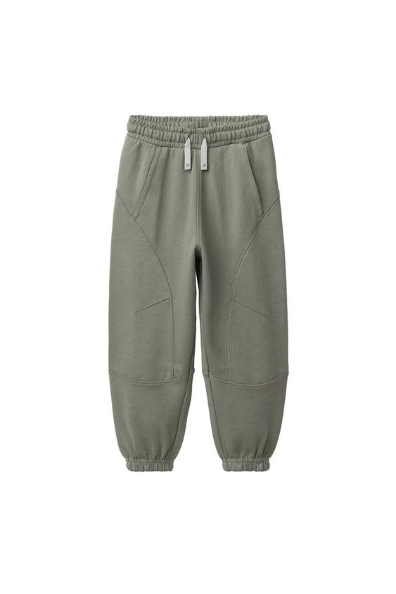 Zara CONTRASTING PIQUÉ BALLOON PANTS - Light khaki - Image 0