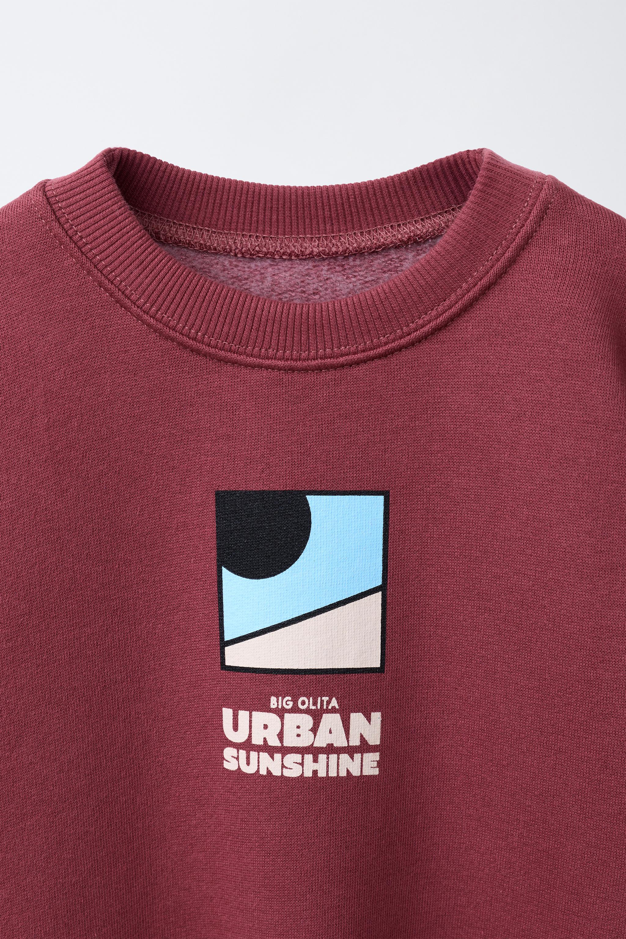 LOGO PRINT SWEATSHIRT - Maroon | ZARA United States