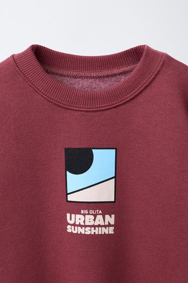 LOGO PRINT SWEATSHIRT - Burgundy by Zara - Image 2