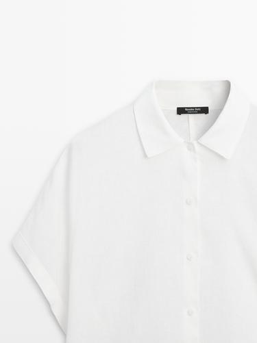 100% linen short sleeve shirt — White 2