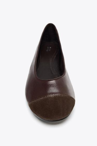 LEATHER BALLERINAS - Brown by Zara - Image 5