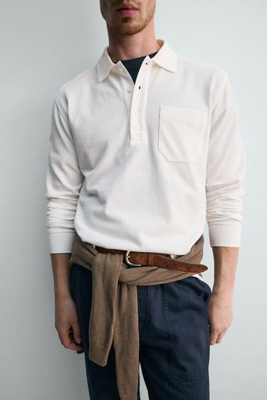 POLO PIQUÉ REGULAR FIT AVEC POCHE - Blanc cassé de Zara - Image 6