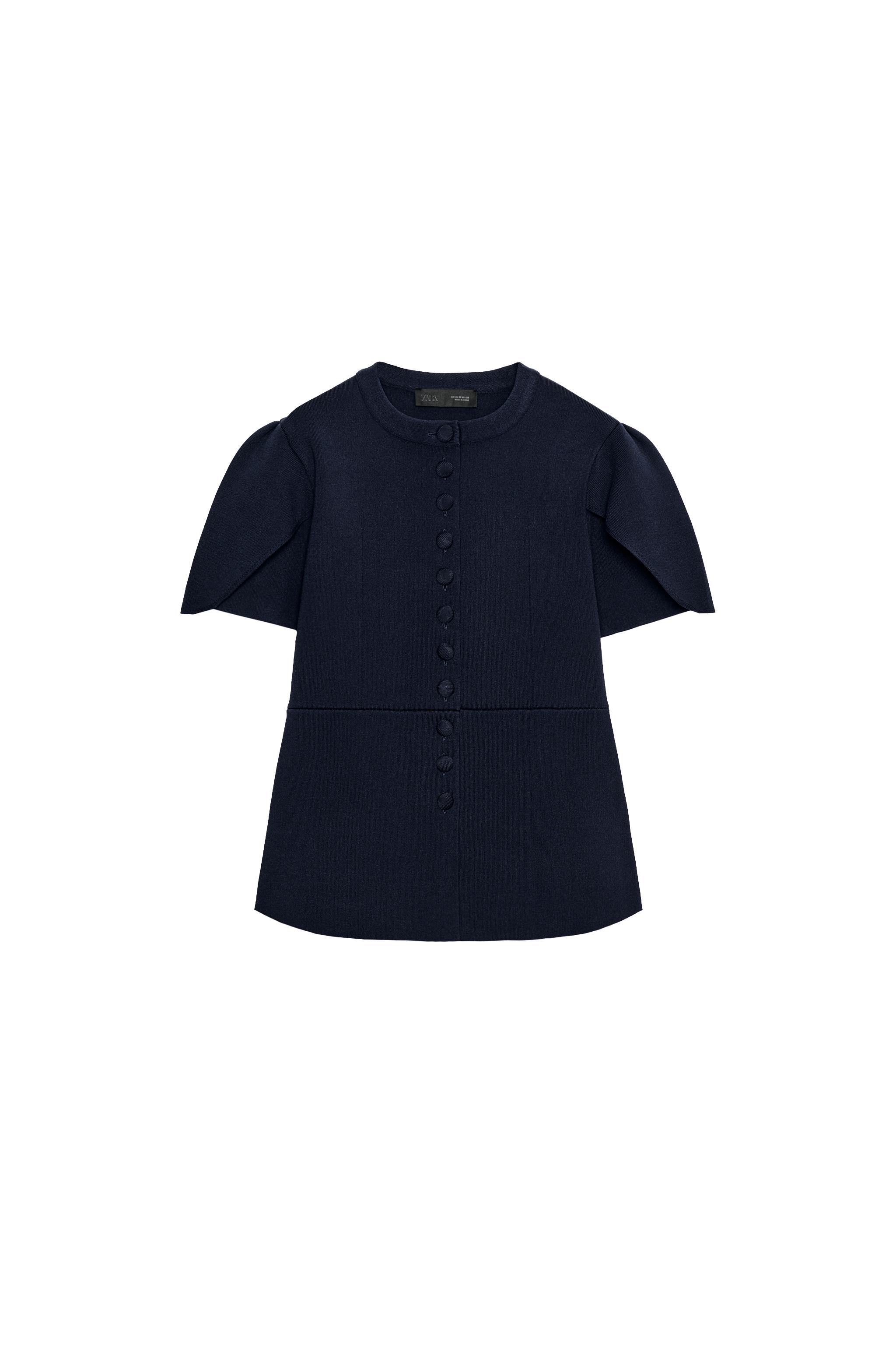 zara — GIACCA IN MAGLIA MANICHE A SBUFFO CON APERTURE