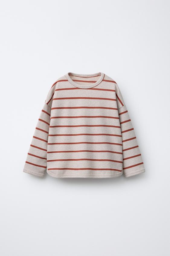 CAMISETA SOFT TOUCH RAYAS - Beige claro de Zara - Imagen 0