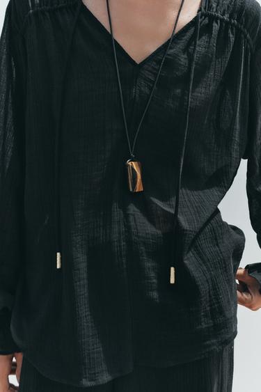 SEMI-SHEER BLOUSE - Black by Zara - Image 6
