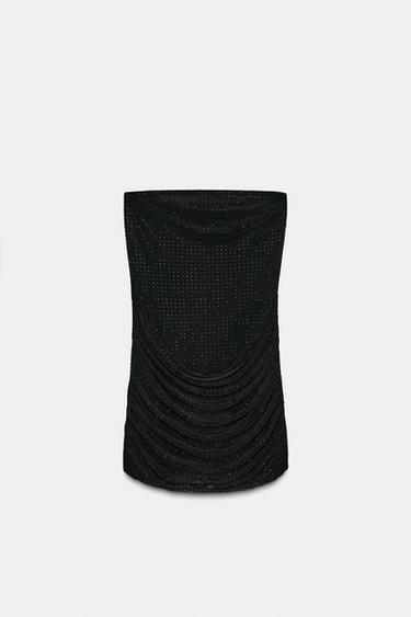 ROBE BUSTIER À BRILLANTS - Noir de Zara - Image 4