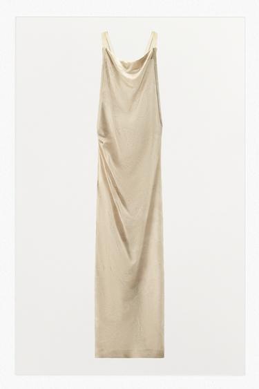 VESTIDO JACQUARD ALÇAS COMBINADAS - Cru da Zara