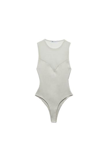 CONTRAST TULLE BODYSUIT