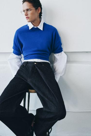 ДЖИНСИ ZW COLLECTION RELAXED ЗІ СКЛАДКОЮ ТА СЕРЕДНЬОЮ ПОСАДКОЮ - Блакитний Zara