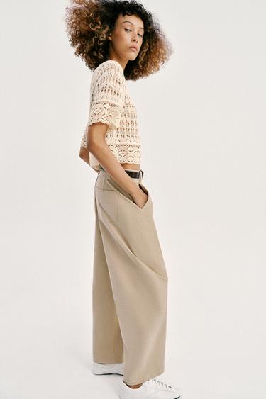 TOP EN MAILLE POINTELLE - Écru de Zara - Image 2