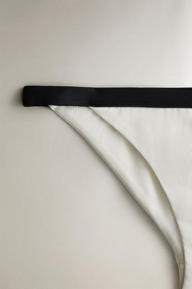 BEACH BIKINI BOTTOMS WITH CONTRAST STRIPE - Ecru by Zara - Image 1
