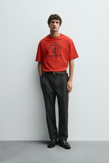 CAMISETA ESTAMPADO CONTRASTE - Rojo de Zara - Imagen 0