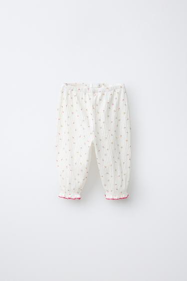 PANTALÓN TEXTURA FLORES - Crudo claro de Zara - Imagen 0