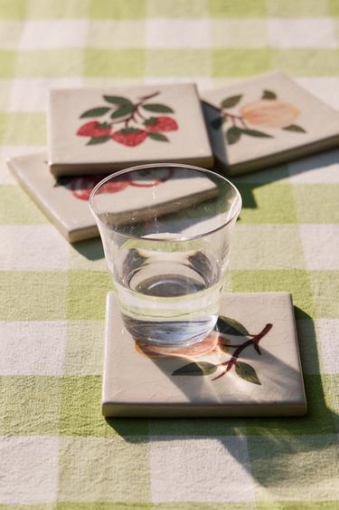PACK OF FRUIT STONEWARE COASTERS (PACK OF 4) - Green by Zara - Image 4