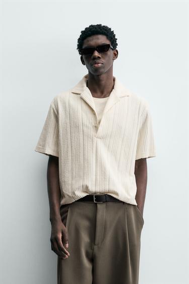 POLO RELAXED FIT ESTRUCTURA - Blanco roto de Zara - Imagen 0