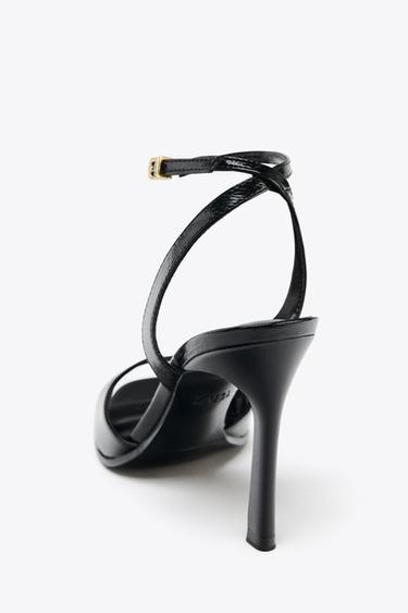 PATENT-FINISH HIGH-HEEL SANDALS - Black by Zara