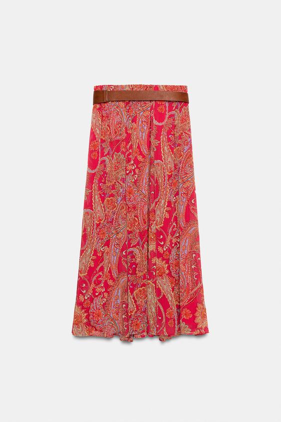 JUPE IMPRIMÉE AVEC CEINTURE - Multicolore de Zara - Image 6