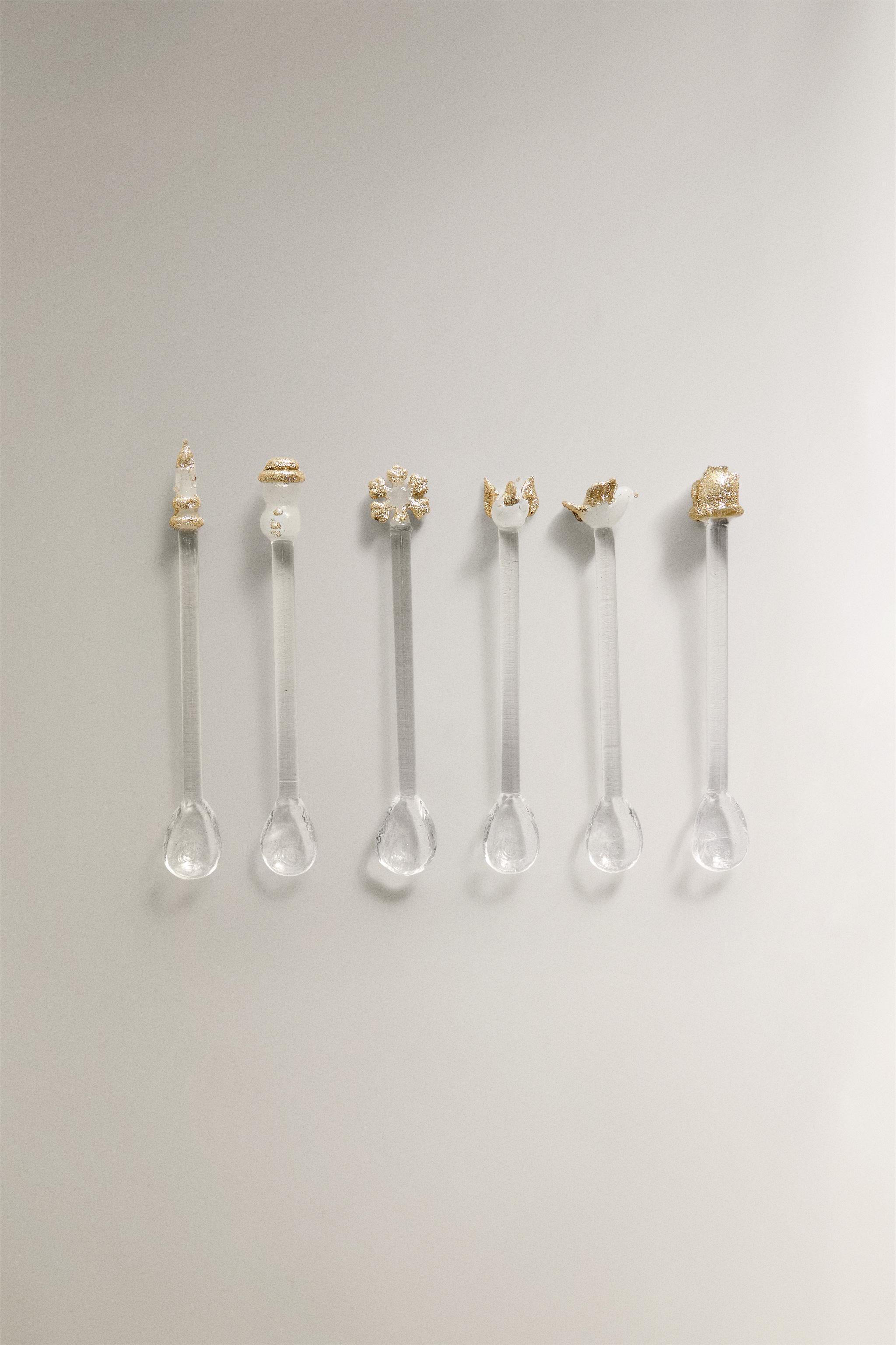 SET OF SHINY CHRISTMAS GLASS DESSERT SPOONS (SET OF 6)