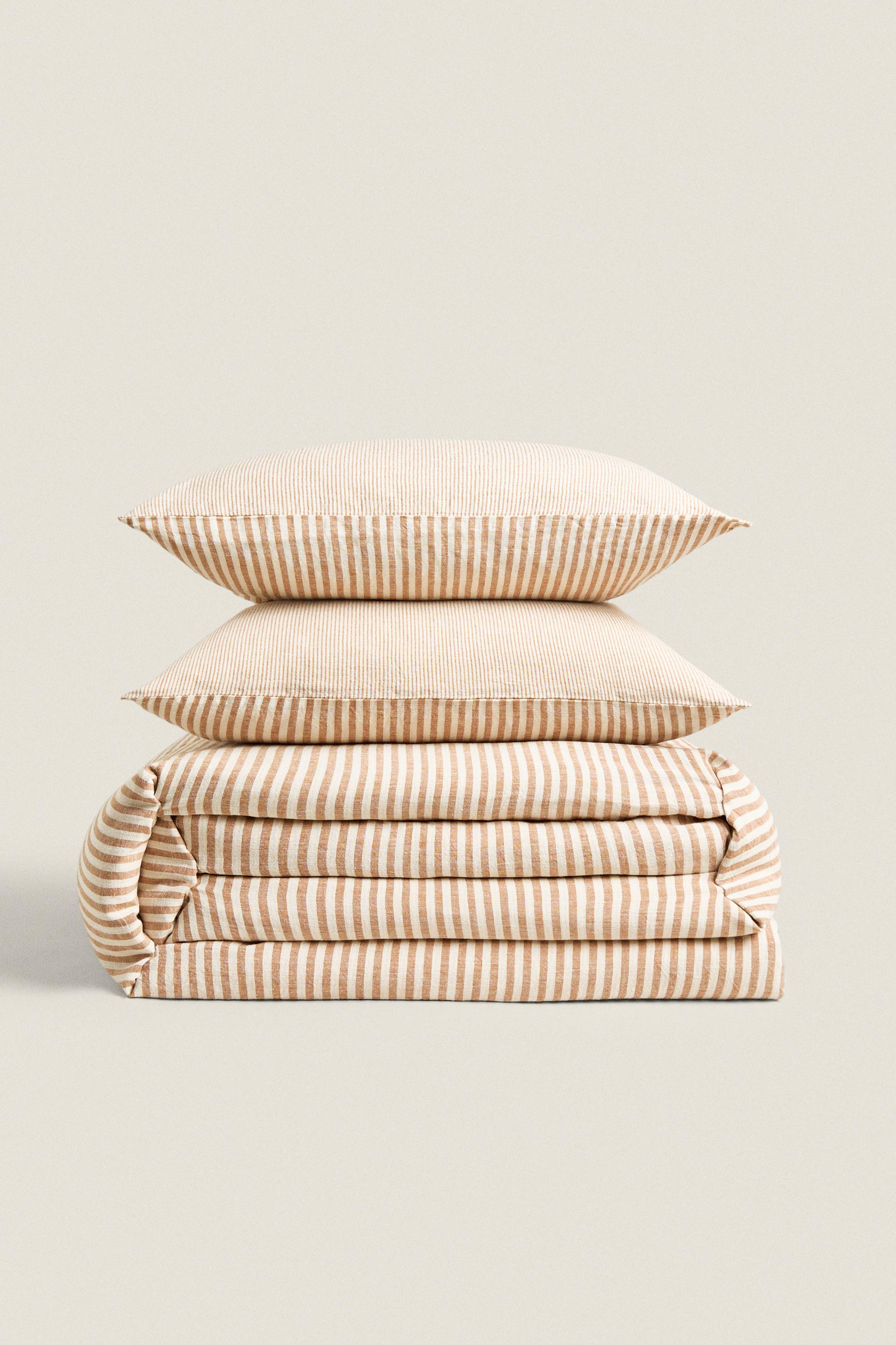 DUVET COVER WITH NARROW STRIPES Toffee ZARA United Kingdom