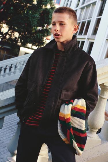 FAUX SUEDE BOMBER JACKET — Chocolate 3