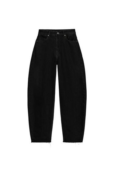 TRF HIGH-WAIST BARREL JEANS - Black by Zara