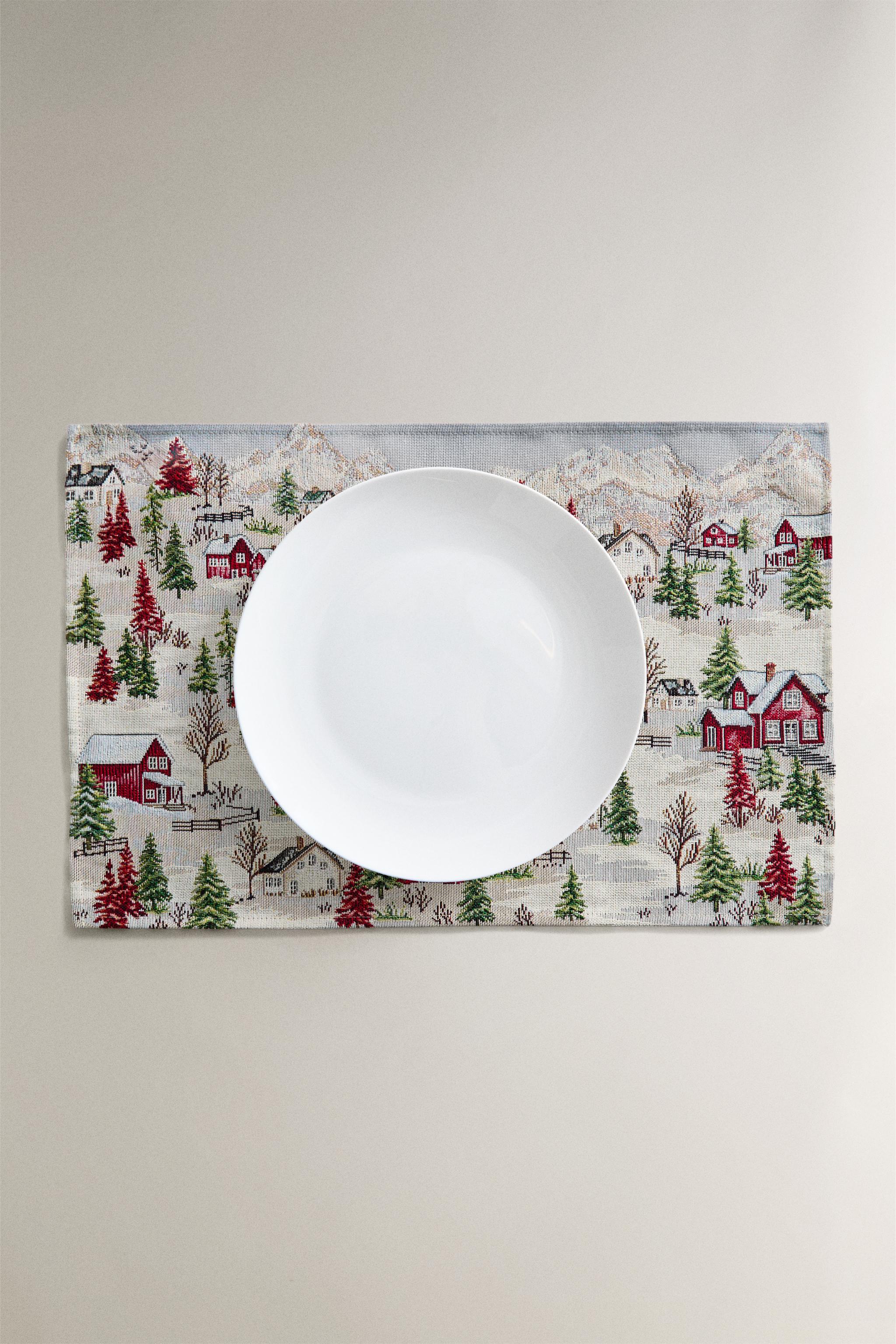 SET DE TABLE JACQUARD NEIGE NOËL