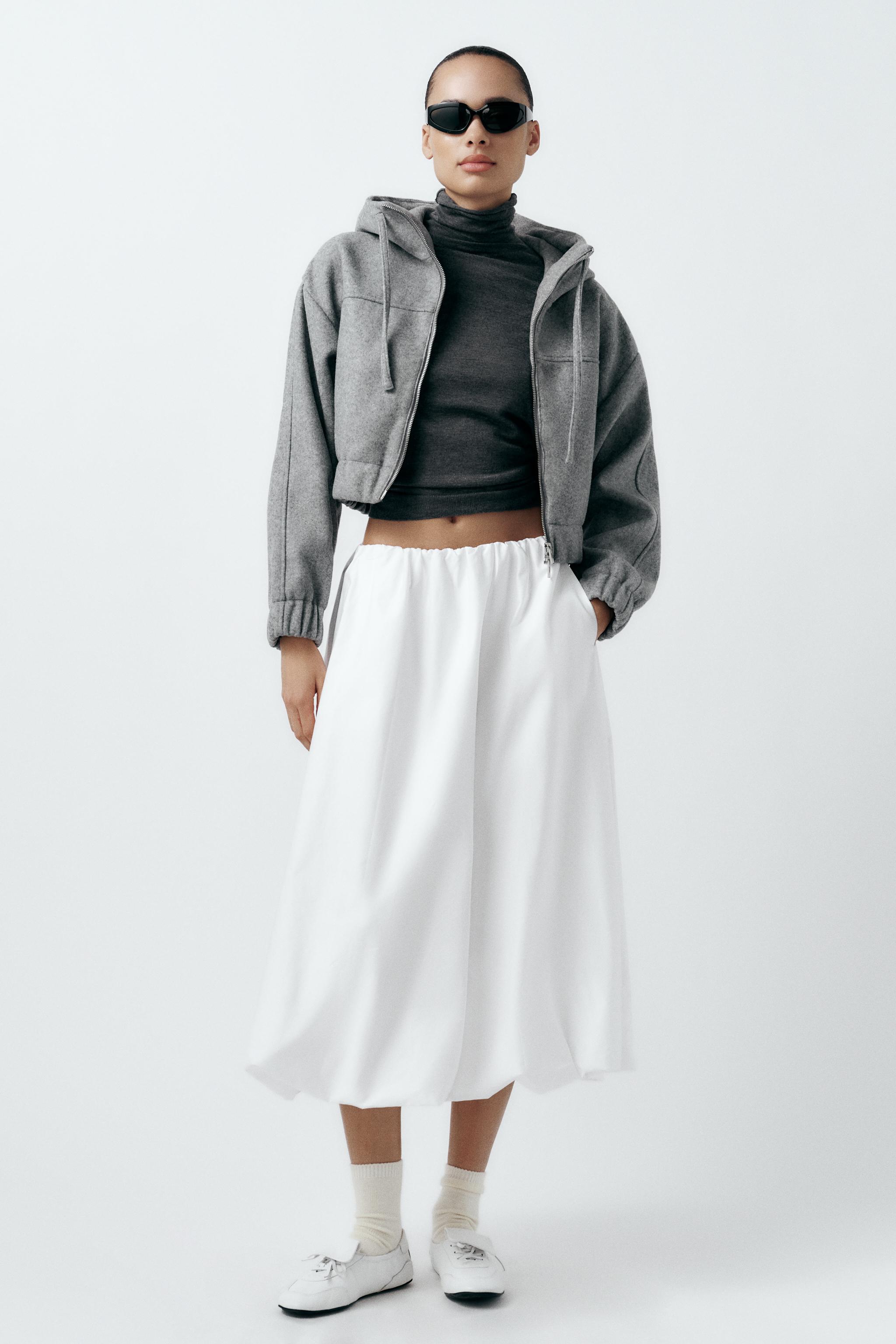 Zara cropped best sale hooded sweatshirt