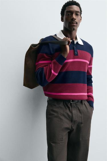 POLO EN MAILLE À RAYURES - rayures de Zara - Image 5