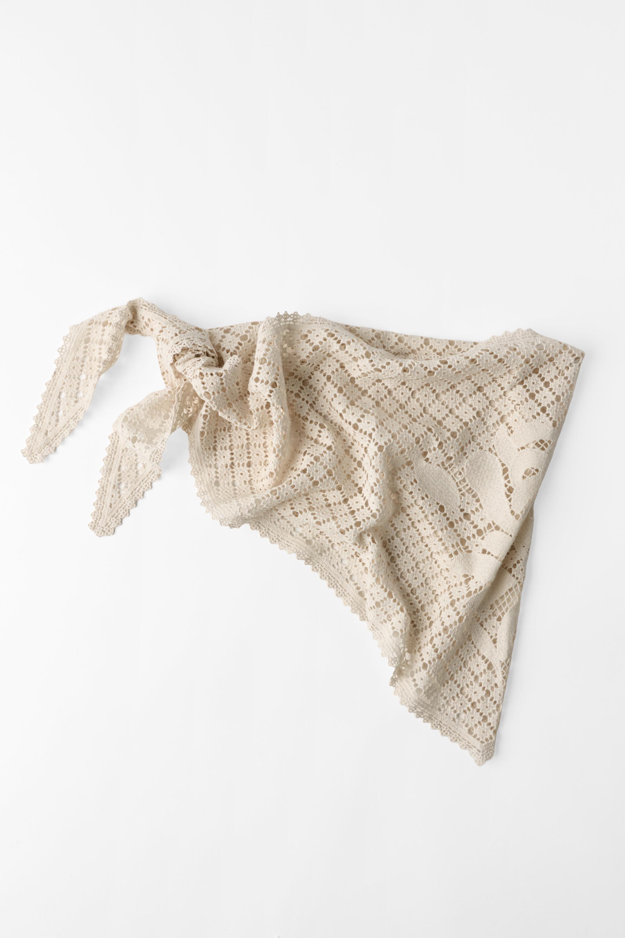 CROCHET PAREO SCARF — Ecru