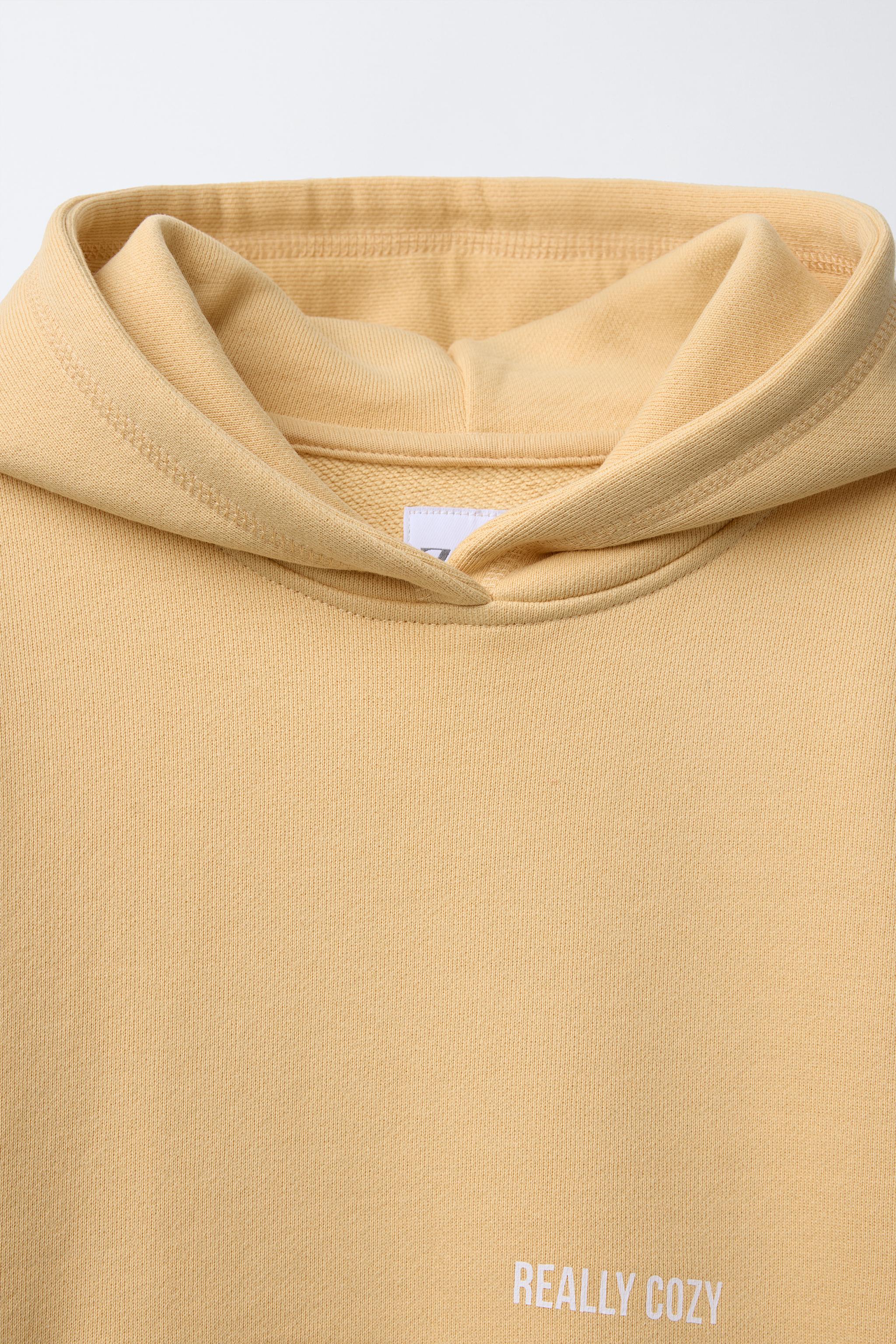 ★ドイツ発*ZARA*新作*SLOGAN プリントZIPフーディ/BL★ テキストプリント フーディ - イエロー | ZARA Japan / 日本