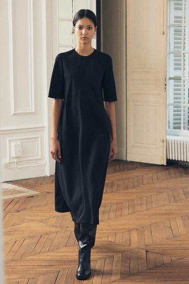ZW COLLECTION FLOUNCE MIDI DRESS - Black by Zara